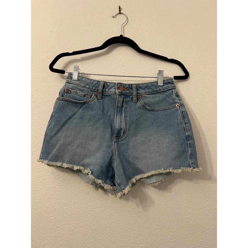 PINK Victoria's Secret Denim‎ Shorts Frayed Hem High Waist Light Wash Size 6